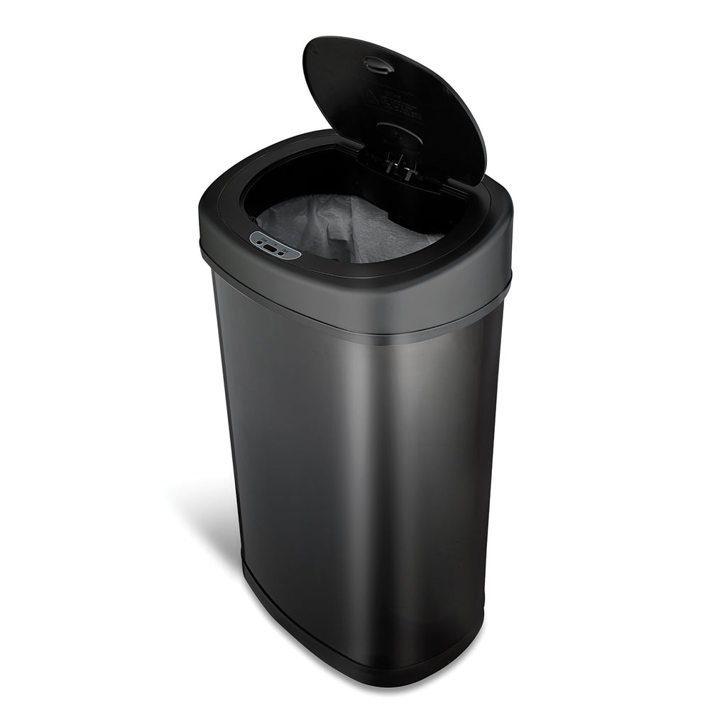 Automatic Kitchen Trash Can, 13.2 Gallon Stainless Steel Motion Sensor Garbage Bin with Soft Close Lid, Black