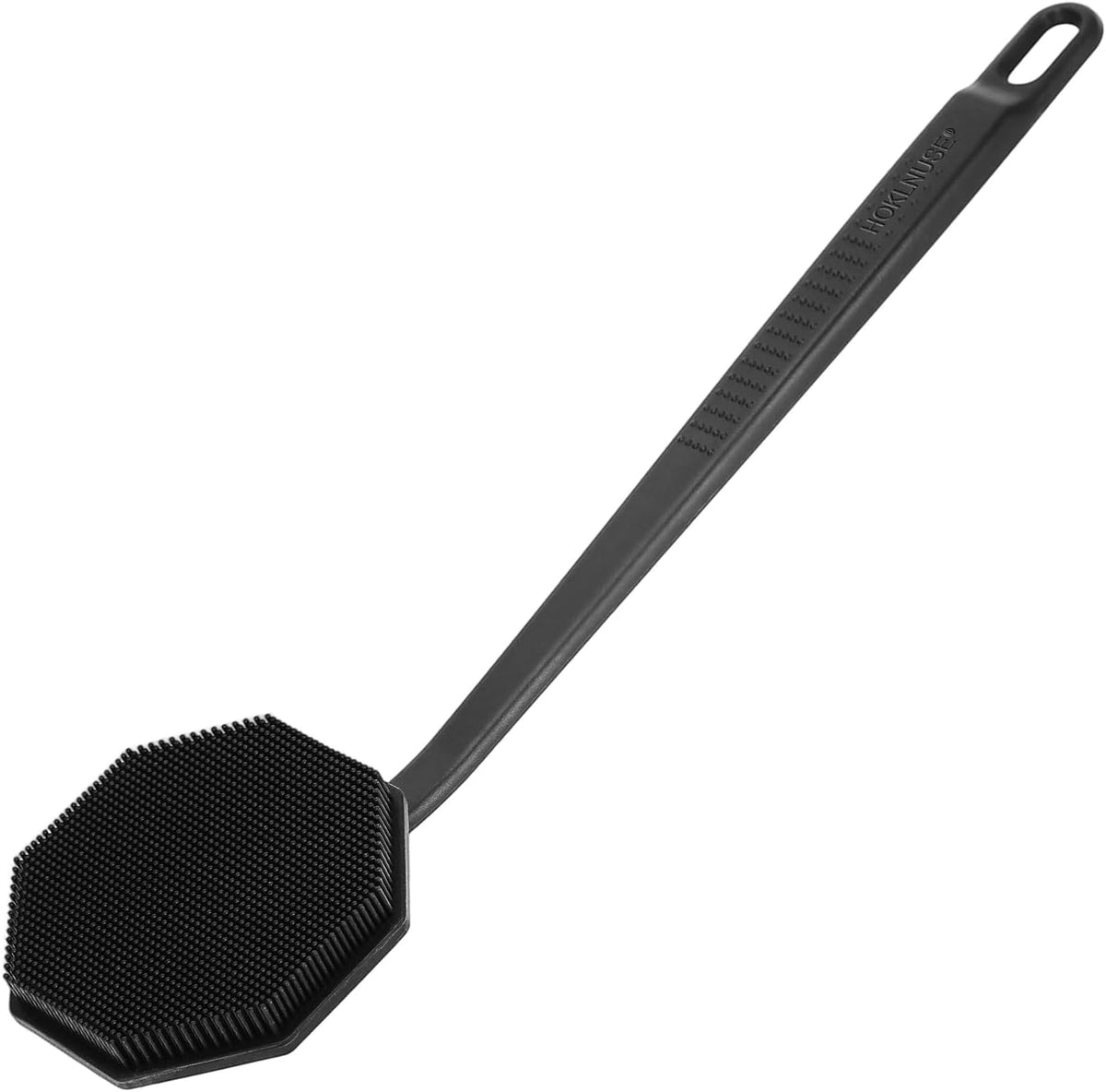Silicone Back Scrubber with Anti-Slip Long Handle Mild Exfoliating Body Shower Brush Soap Applicator Durable Back Scratcher Bath Shower Accessories for Men Women
