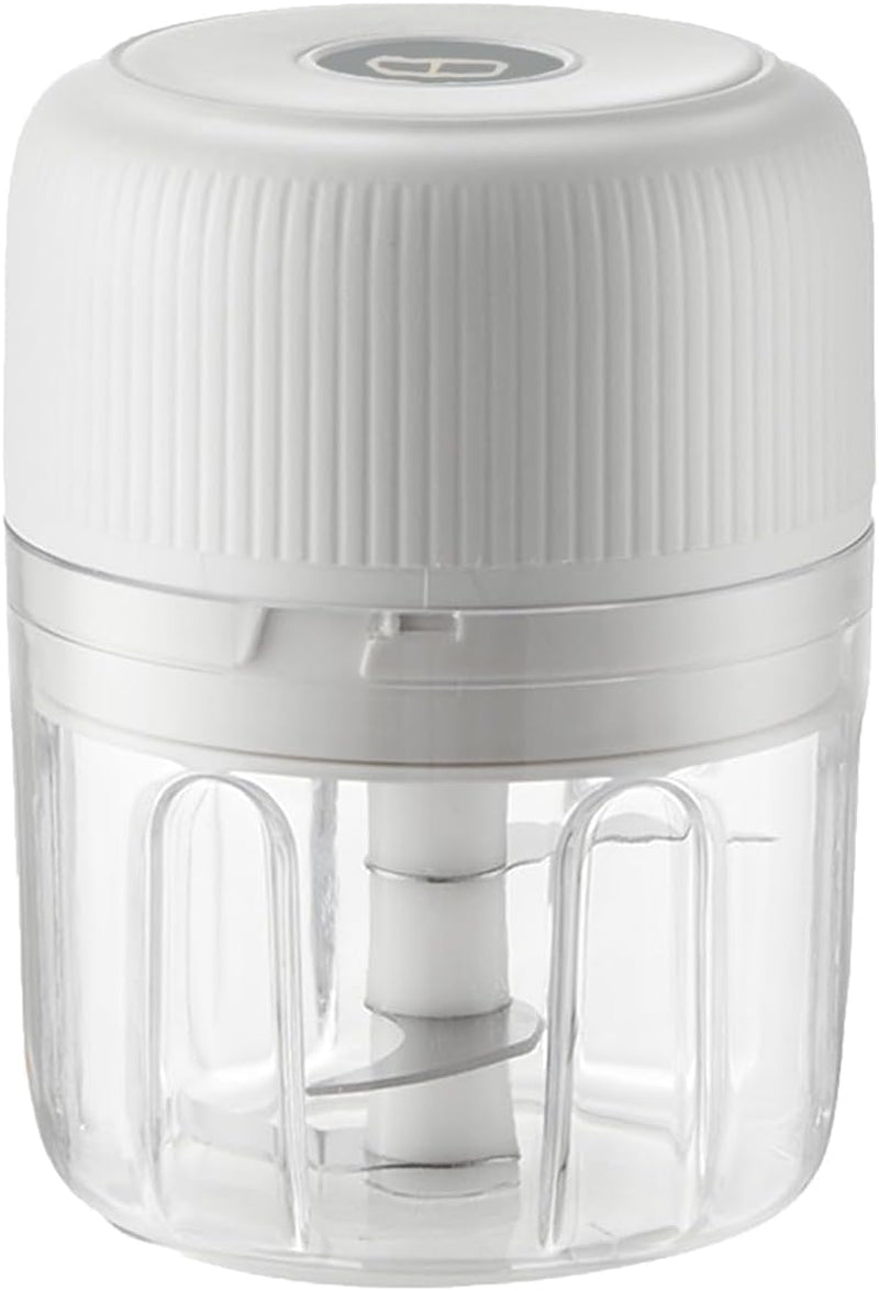 Electric Garlic Chopper, Portable Veggie Chopper,Garlic Grinder Masher Onion Chopper, Cordless Food Processor for Ginger, Chili, Fruit, Meat,Etc(White 250Ml)
