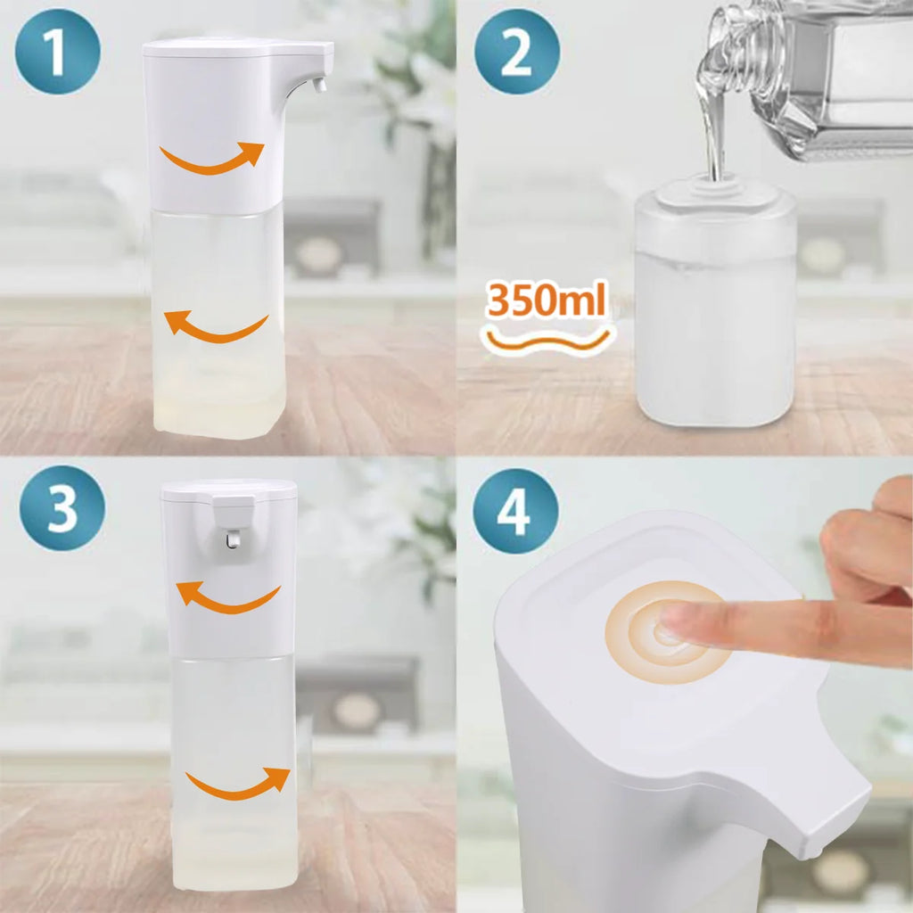 Automatic Soap Dispenser , 8.53 Oz/550Ml Touchless USB Rechargeable Dispenser Electric Wall Mounted 4 Levels Adjustable Foam Soap Dispenser Pump for Bathroom,Kitchen