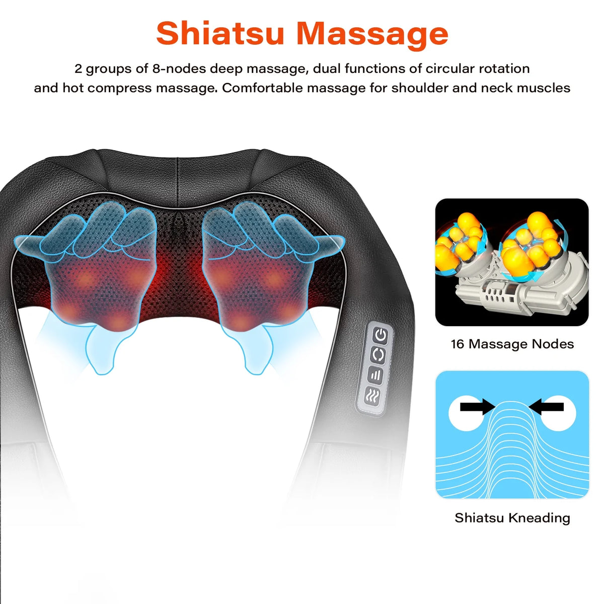 Shiatsu Neck Massager with Heat, Kneading Massage for Neck, Back & Shoulder Muscle Relief, Gift for Women Men Mom Dad, Father'S Day Mother'S Day Christmas