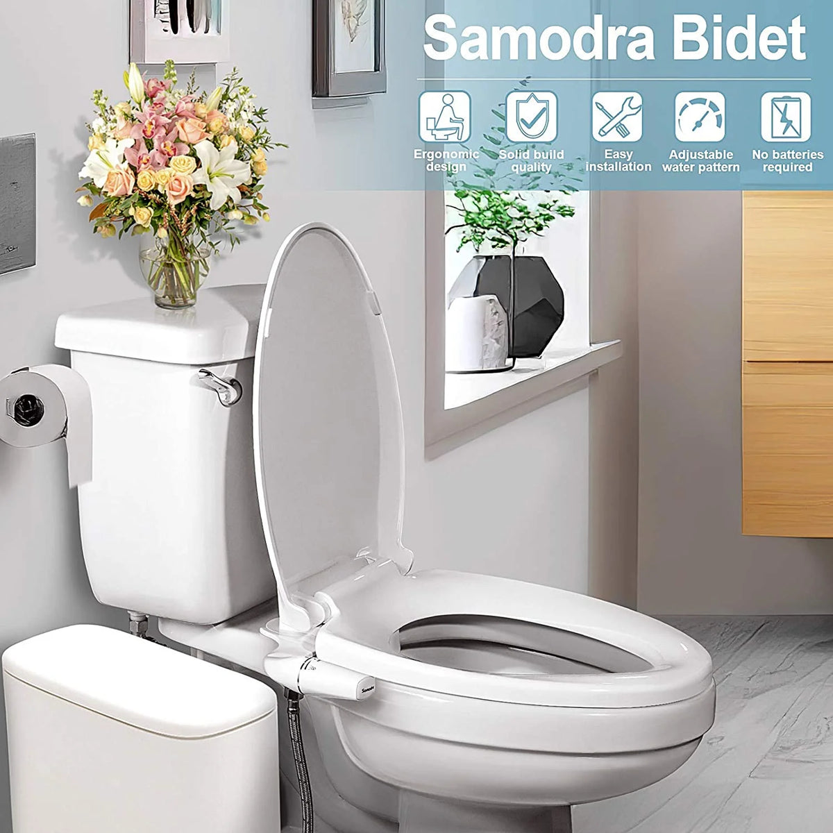 Bidet Attachment, Non-Electric Toilet Bidet Seat with Adjustable Water Pressure
