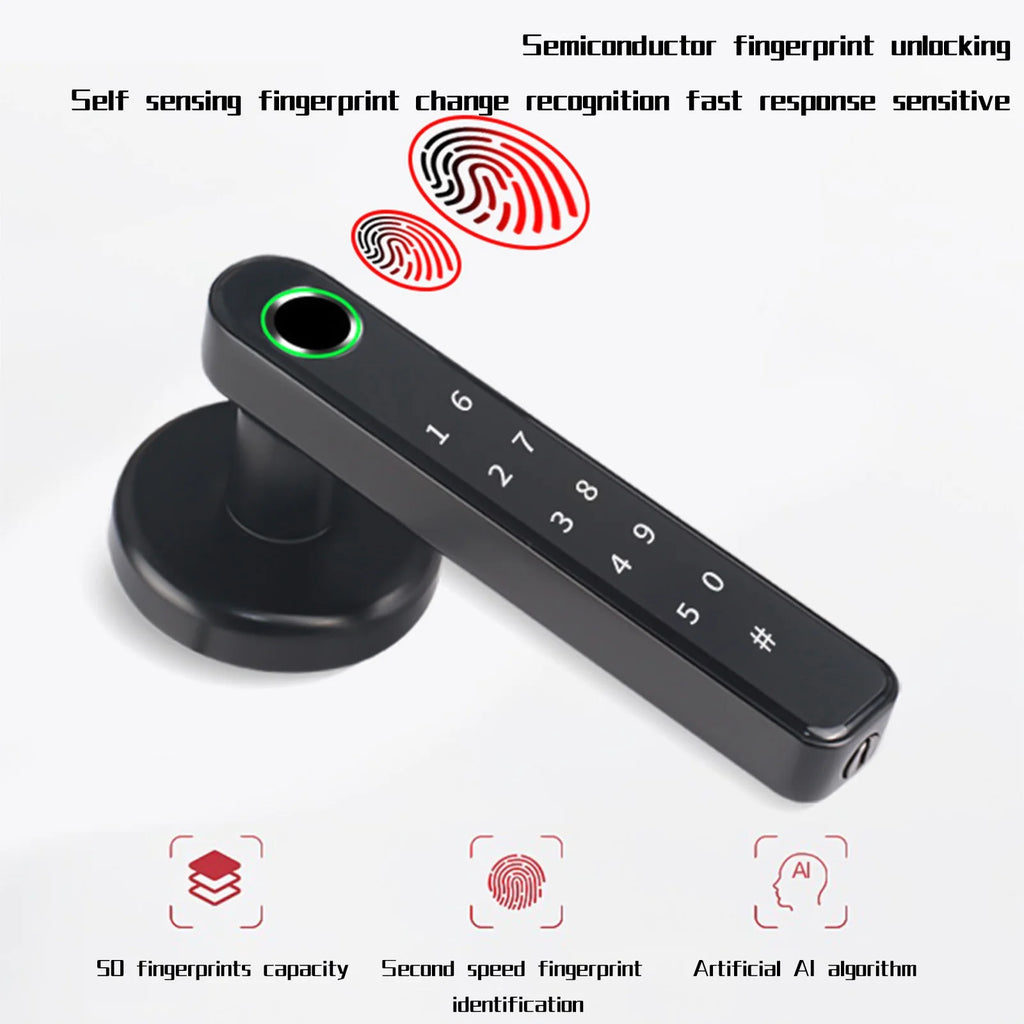 3 in 1 Smart Door Lock, Keyless Fingerprint,Password Lock,Easy Install, Keyless Entry Front Door Lock with Fingerprint,Great for Home, Apartment, Hotel and Off