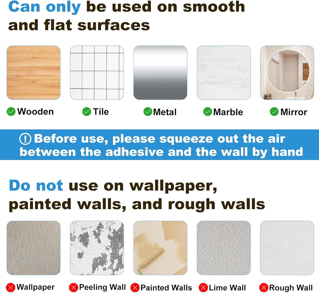 Adhesive Bathroom Shelves, 2 Pack Acryilc No Drill Stick on Shelf