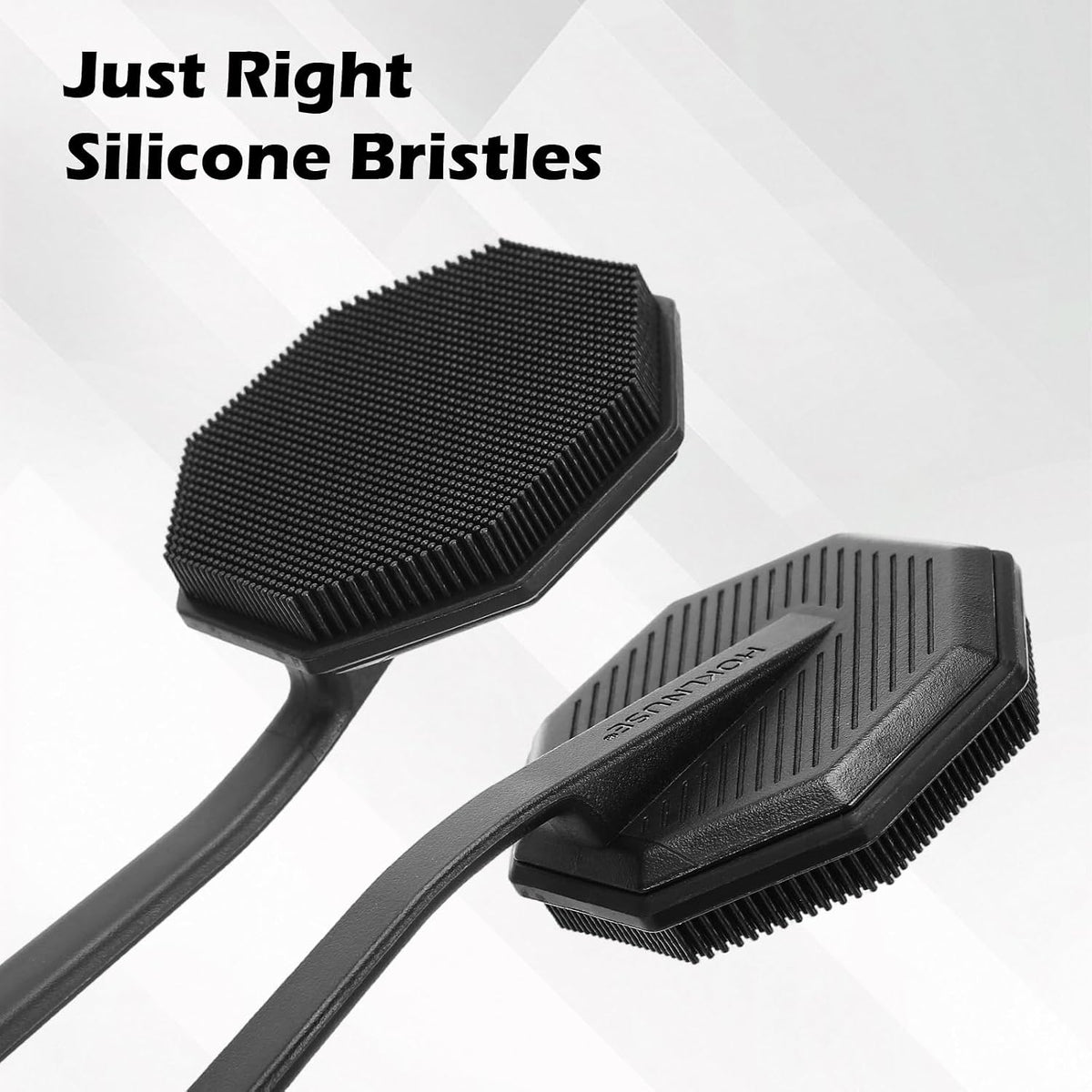 Silicone Back Scrubber with Anti-Slip Long Handle Mild Exfoliating Body Shower Brush Soap Applicator Durable Back Scratcher Bath Shower Accessories for Men Women