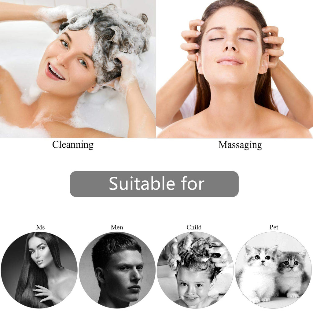 Silicone Scalp Scrubber Shampoo Brush with Extra Long Bristles, Hair Scalp Massager Scalp Brush for Hair Growth & Dandruff Removal - Black