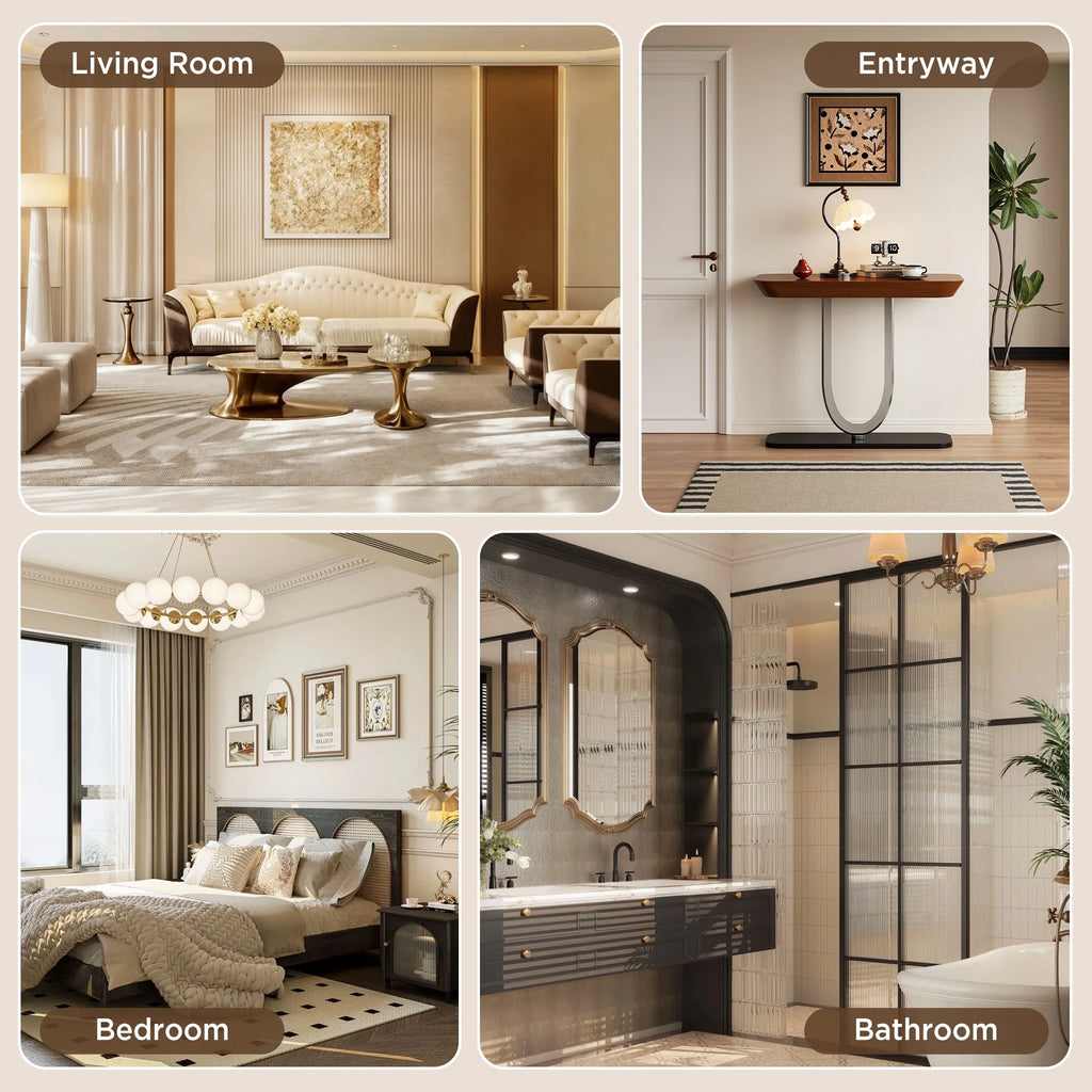 24" round Mirror, Silver Wall Mirror with Wavy Frame for Bathroom Vanity
