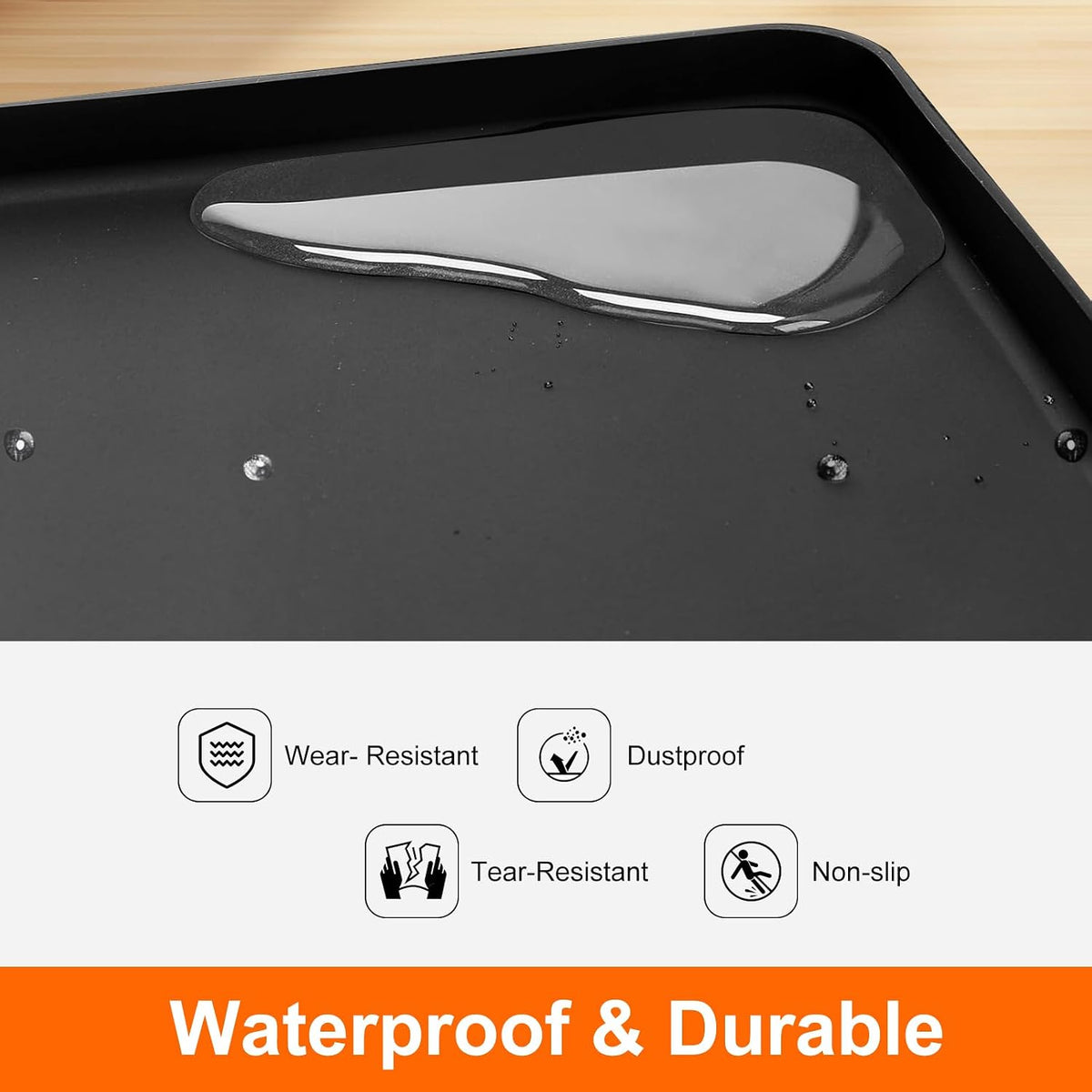 Mini Fridge Mat, 23.6X23.6X0.6 Inch Non-Slip Thick under Refrigerator Silicone Mat, Leak-Proof Washer Drip Tray for Carpet Floor Protection, Black