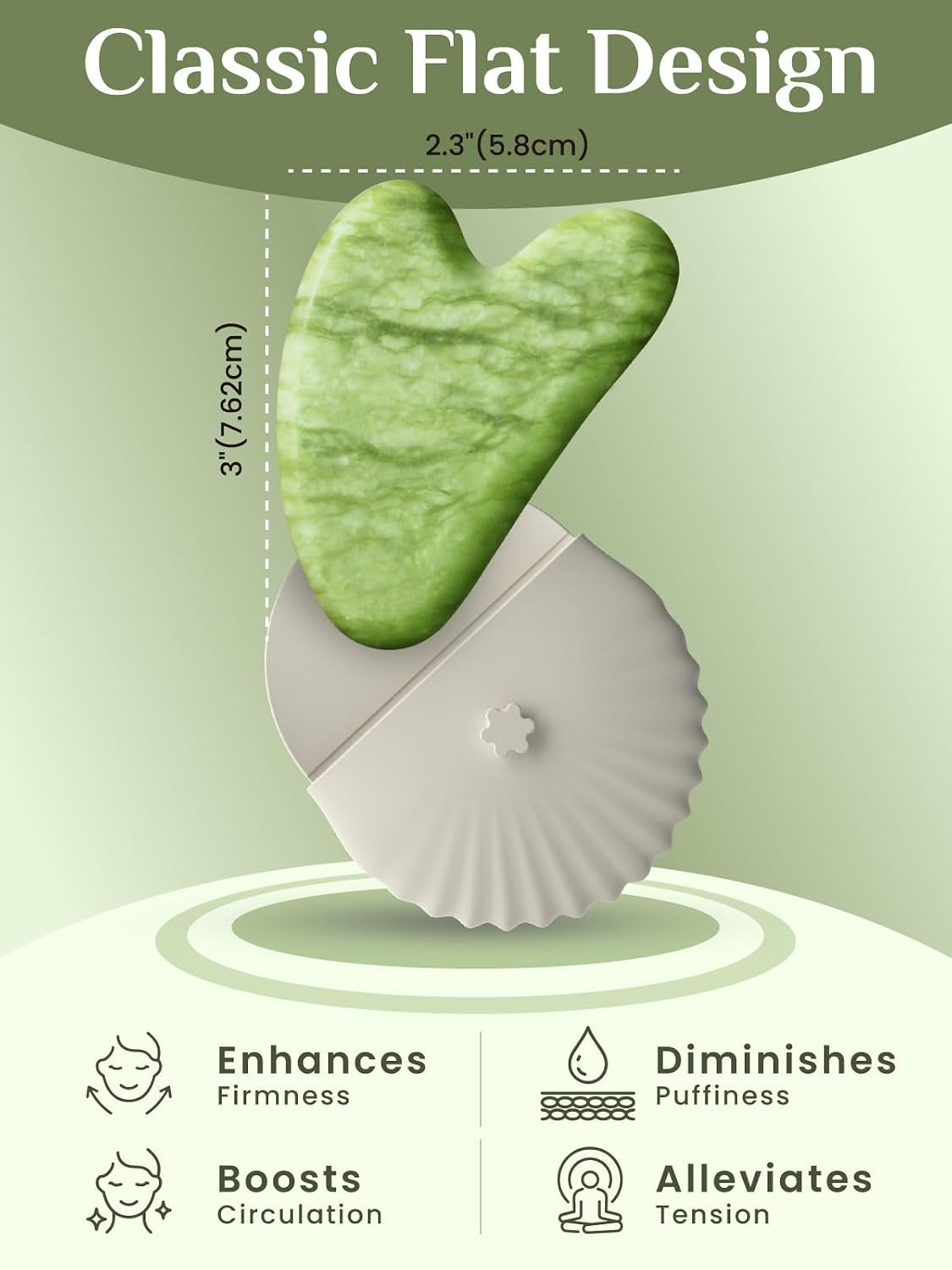 Gua Sha Facial Tools, Jade Guasha Tool for Face - Lime Green | Face Massage Tool for Jawline Sculpting, Puffiness Reducing, Gua Sha Double Chin Reducer, Skin Care Gift with Silicone Case