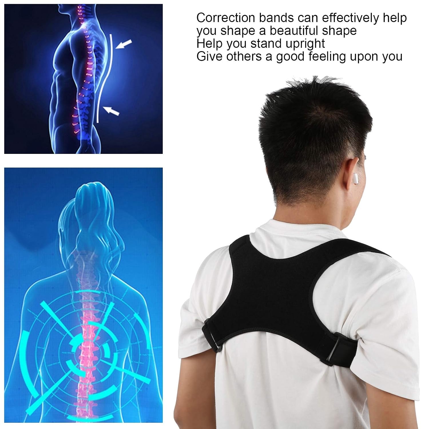 Back Straightener Posture Corrector, Posture Corrector for Men and Women, Adjustable Upper Back Brace, Back Posture Corrector Women