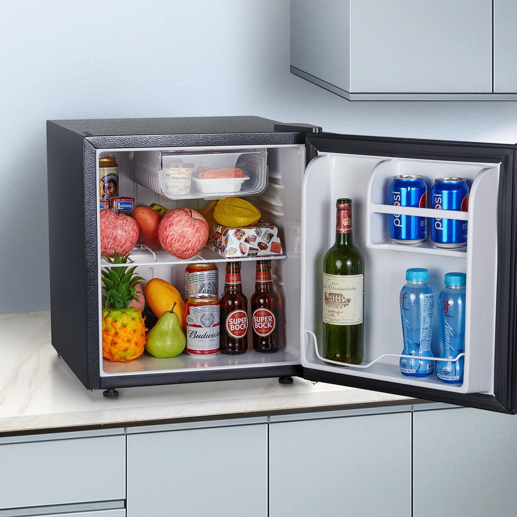 1.6 Cu.Ft Single Door Mini Fridge for Drinks, Partitioned Storage, 7 Level Temp Control, Black,