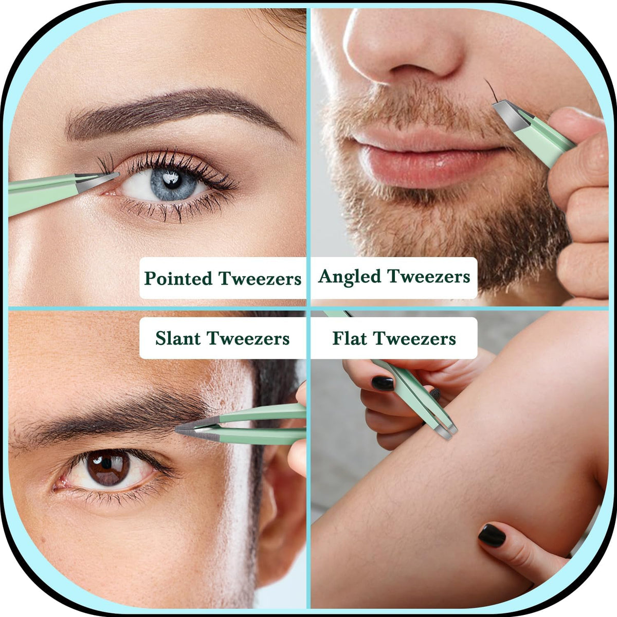 Tweezers for Women, 8 in 1 Eyebrow Kit with Tweezers, Trimmer, Scissor, Razor, Brush with Travel Bag, Eyebrow Shaping Kit