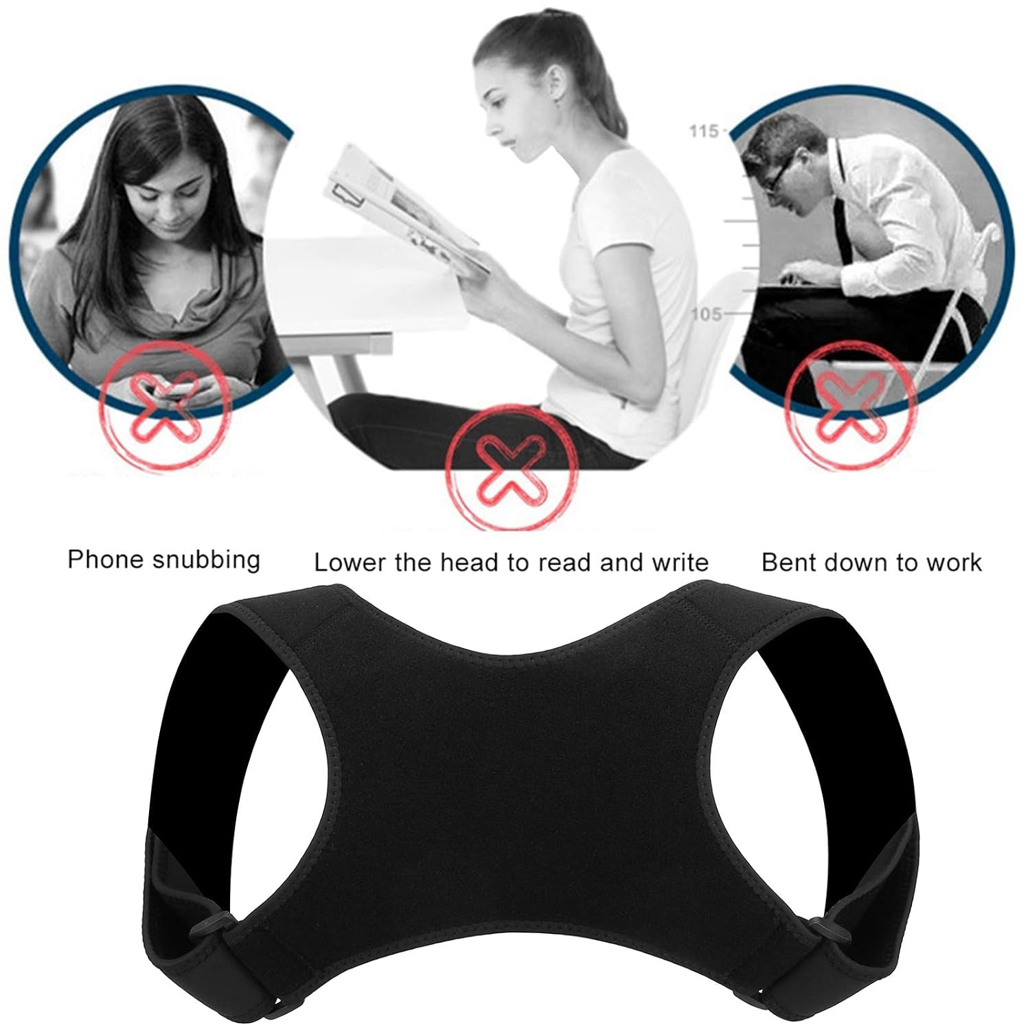 Back Straightener Posture Corrector, Posture Corrector for Men and Women, Adjustable Upper Back Brace, Back Posture Corrector Women