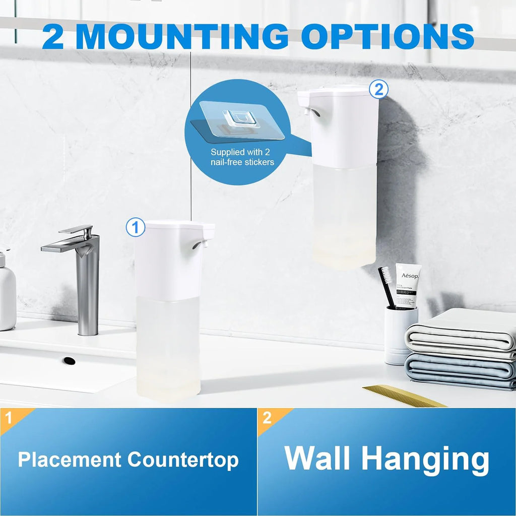 Automatic Soap Dispenser , 8.53 Oz/550Ml Touchless USB Rechargeable Dispenser Electric Wall Mounted 4 Levels Adjustable Foam Soap Dispenser Pump for Bathroom,Kitchen