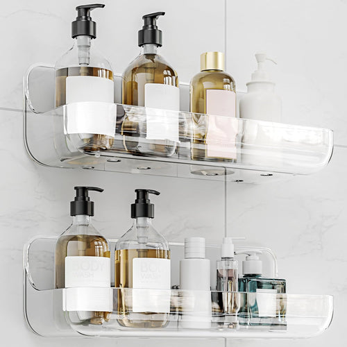 Adhesive Bathroom Shelves, 2 Pack Acryilc No Drill Stick on Shelf