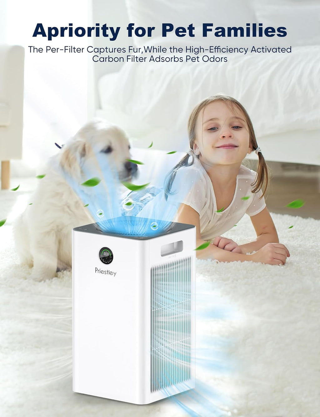 Air Purifiers for Home Large Room up to 1500 Sq Ft, Smart Control Air Purifier, True HEPA Filter Air Cleaner Removes 99.97% of Particles, Dust, Allergies Pets Odor, 22Db Quiet Sleep Mode