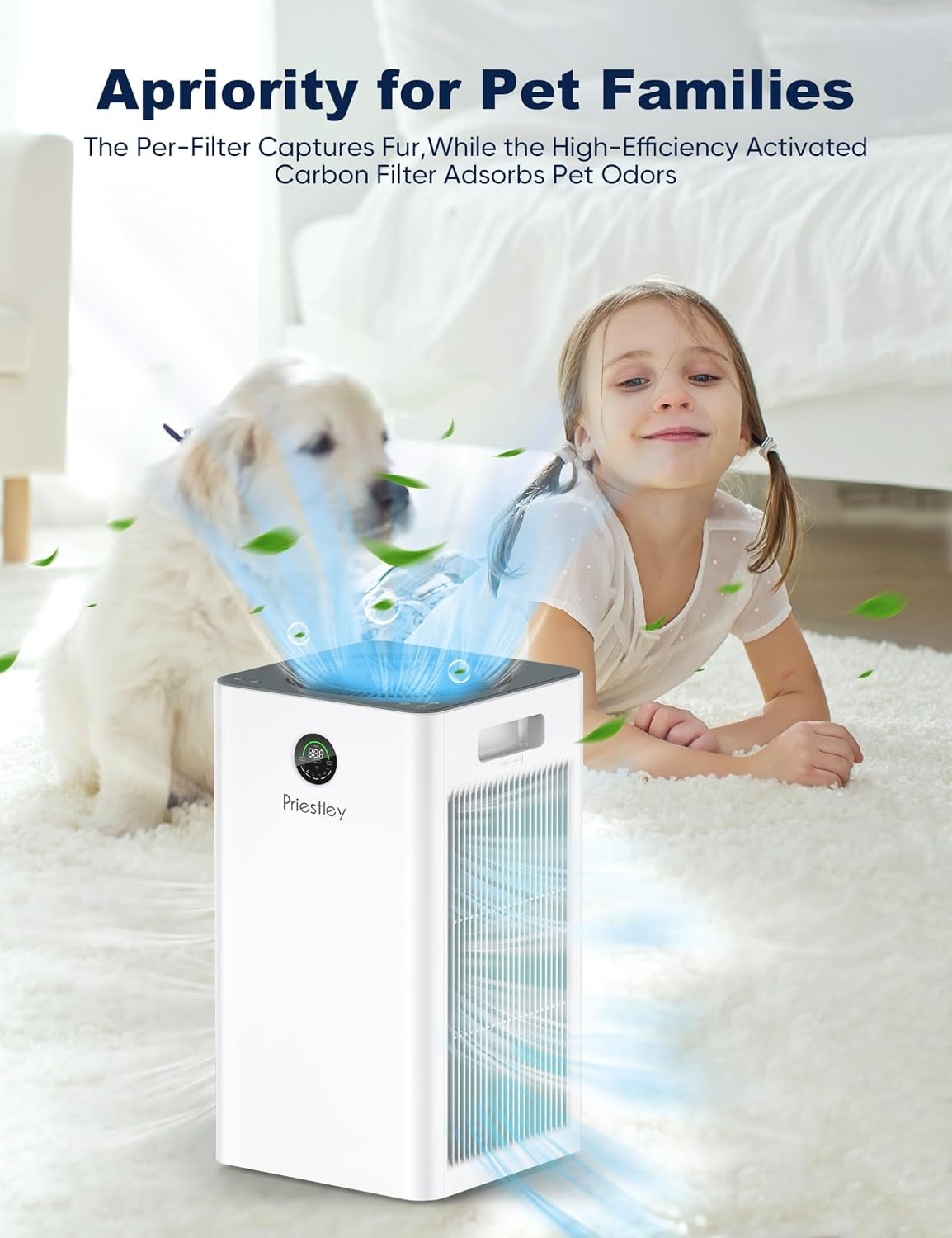 Air Purifiers for Home Large Room up to 1500 Sq Ft, Smart Control Air Purifier, True HEPA Filter Air Cleaner Removes 99.97% of Particles, Dust, Allergies Pets Odor, 22Db Quiet Sleep Mode
