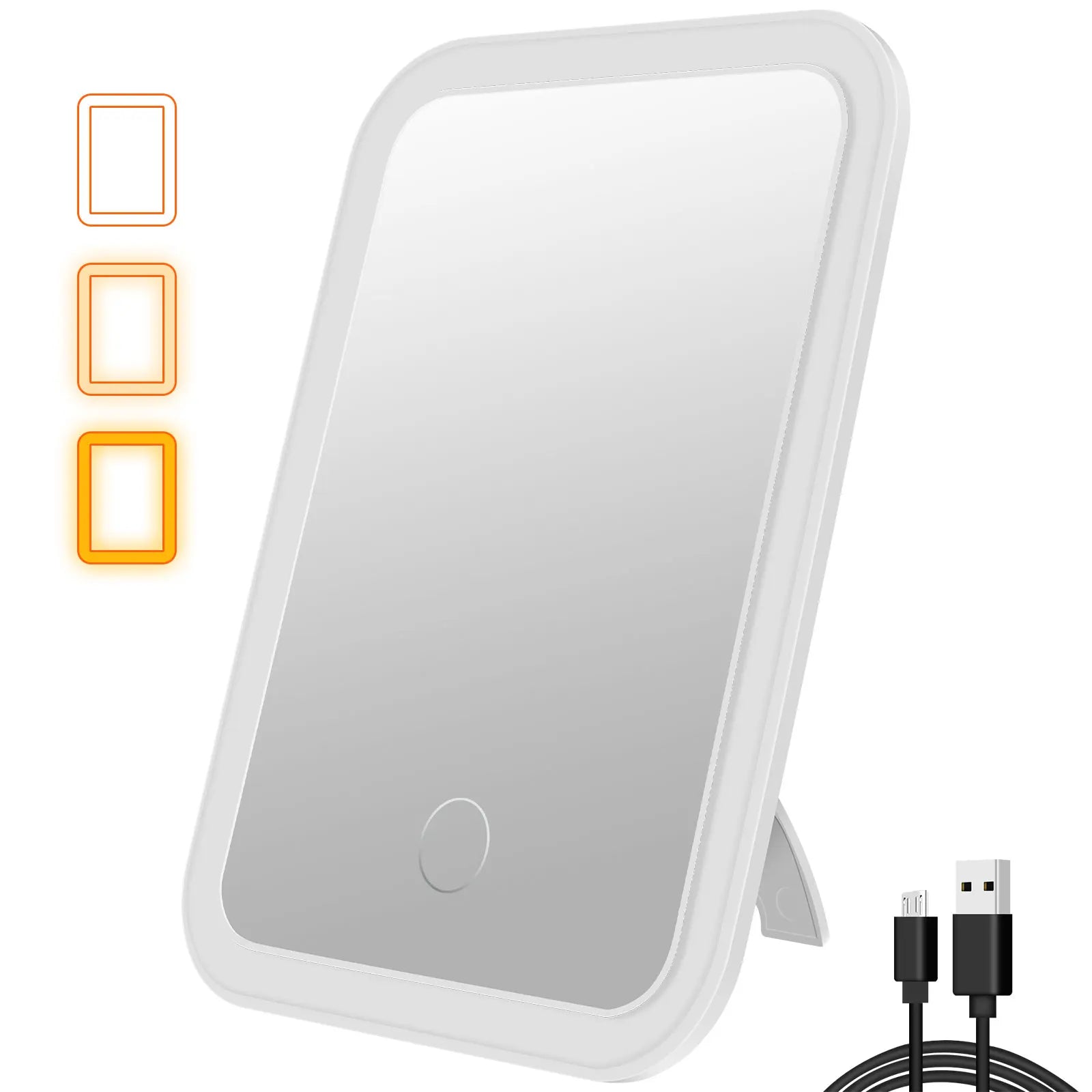 LED Dimmable Makeup Mirror 3 Color Light Modes Adjust Brightness USB Portable Fold Mirror Tabletop Vanity Mirror for Travel Home