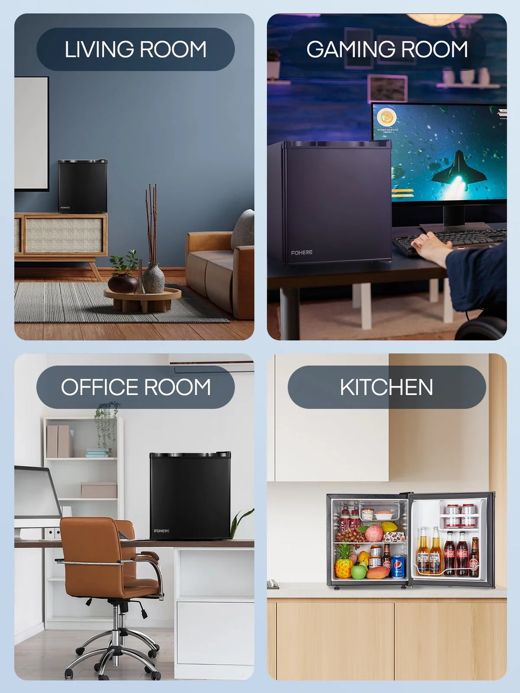 1.6 Cu.Ft Single Door Mini Fridge for Drinks, Partitioned Storage, 7 Level Temp Control, Black,