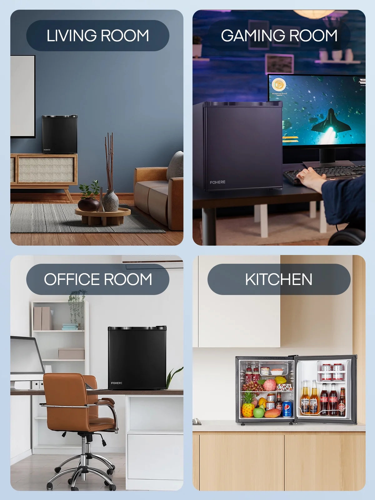 1.6 Cu.Ft Single Door Mini Fridge for Drinks, Partitioned Storage, 7 Level Temp Control, Black,