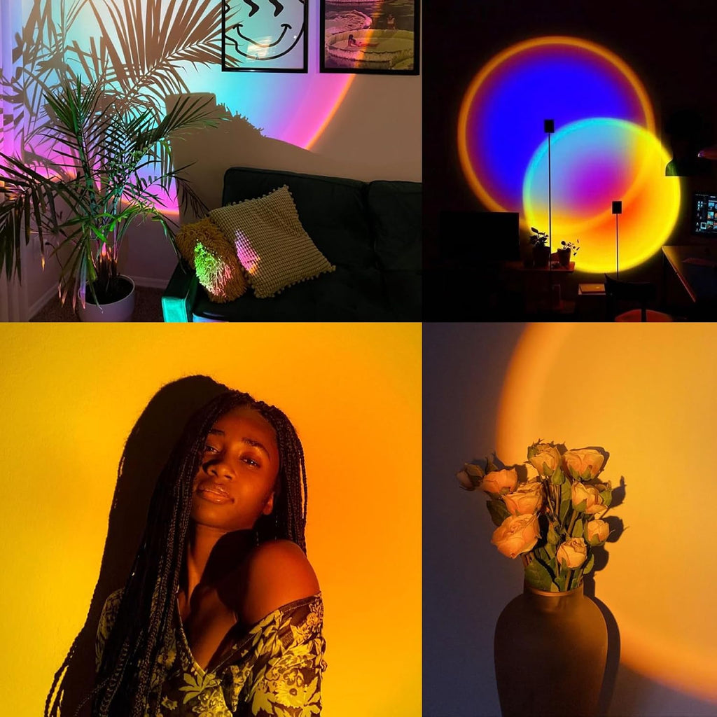 Sunset Lamp Projector Multi-Color Multi-Mode, Dimmable, Timing, Music Rhythm, Sunset Background Wonderful Visual Impact, USB Plug and Play (Remote & APP)