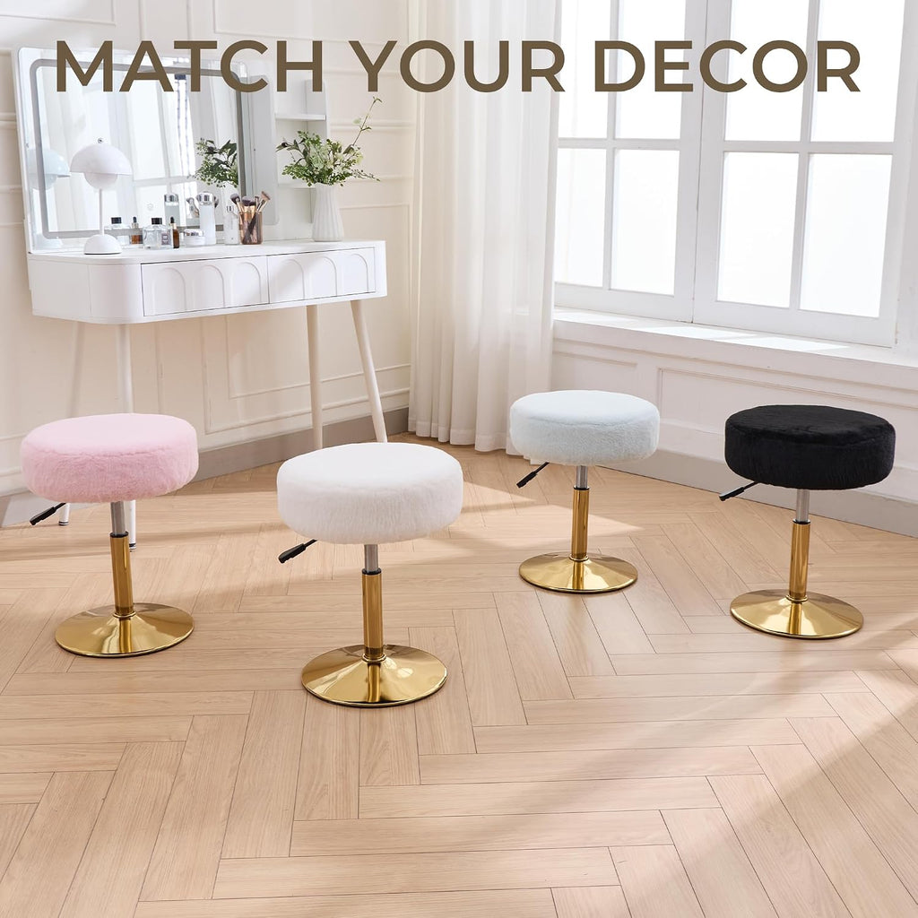 Vanity Chair Adjustable Vanity Stool for Vanity Swivel Vanity Stool Chair Ottoman Gold Base Black