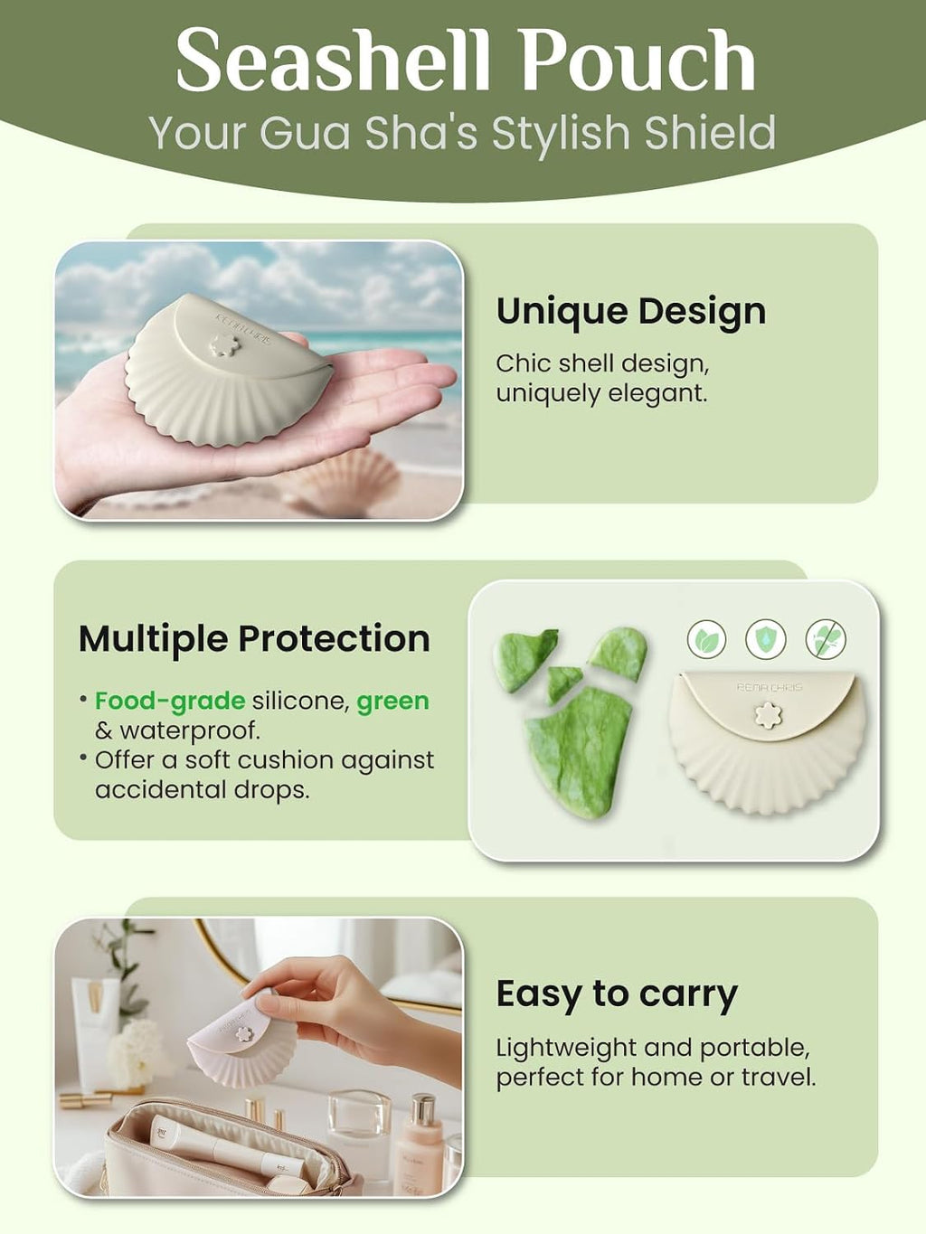Gua Sha Facial Tools, Jade Guasha Tool for Face - Lime Green | Face Massage Tool for Jawline Sculpting, Puffiness Reducing, Gua Sha Double Chin Reducer, Skin Care Gift with Silicone Case