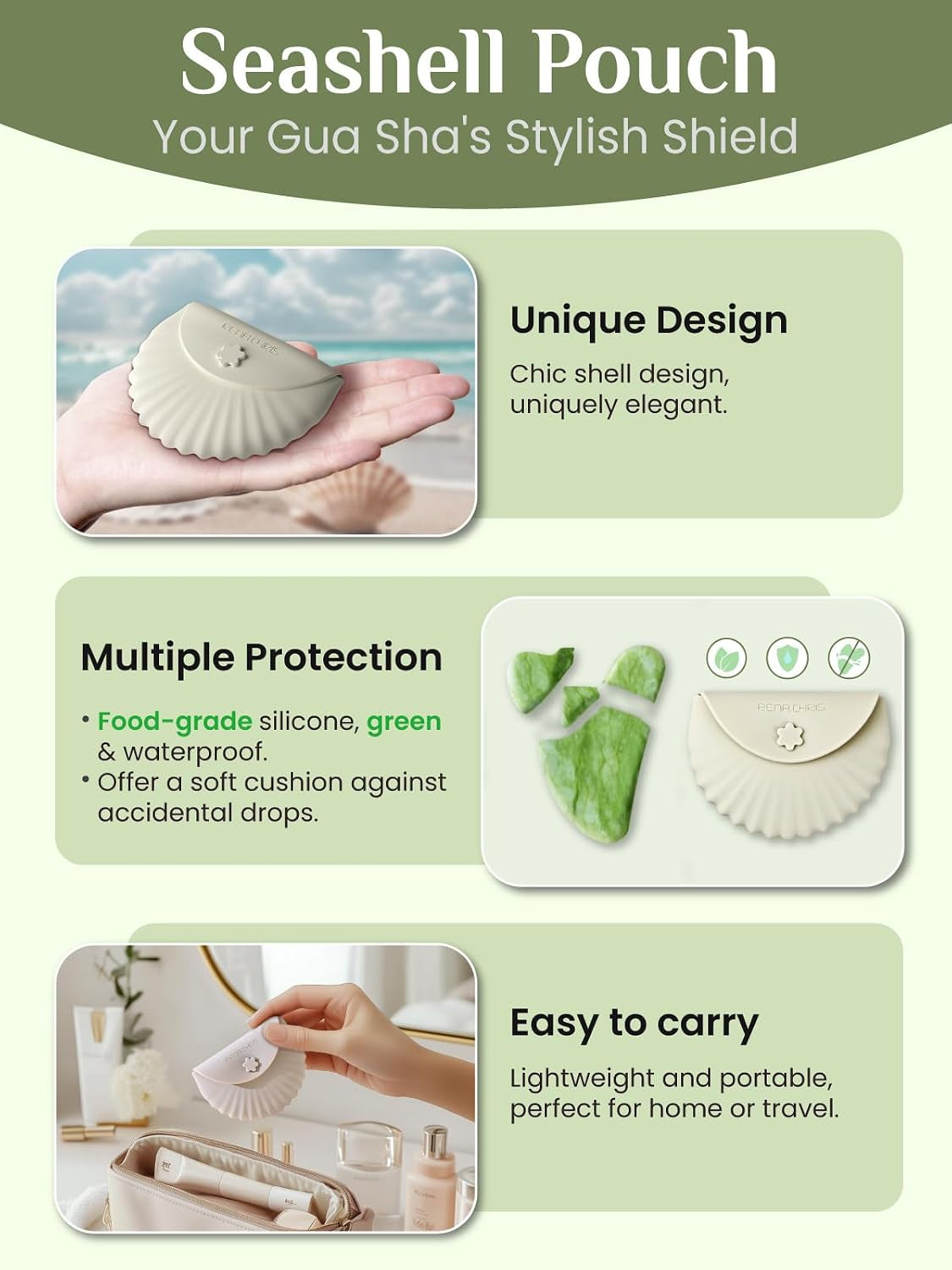 Gua Sha Facial Tools, Jade Guasha Tool for Face - Lime Green | Face Massage Tool for Jawline Sculpting, Puffiness Reducing, Gua Sha Double Chin Reducer, Skin Care Gift with Silicone Case