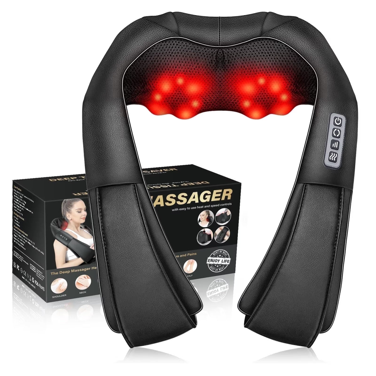 Shiatsu Neck Massager with Heat, Kneading Massage for Neck, Back & Shoulder Muscle Relief, Gift for Women Men Mom Dad, Father'S Day Mother'S Day Christmas