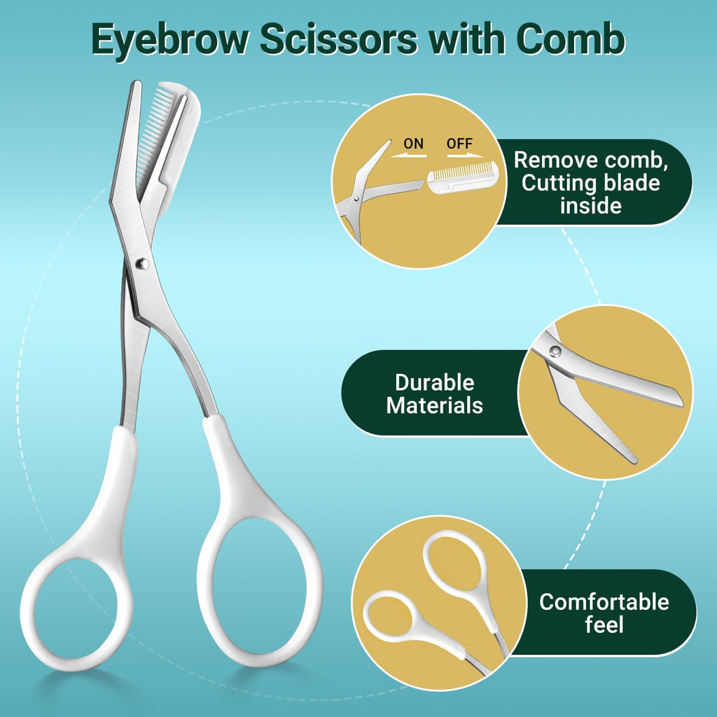 Tweezers for Women, 8 in 1 Eyebrow Kit with Tweezers, Trimmer, Scissor, Razor, Brush with Travel Bag, Eyebrow Shaping Kit