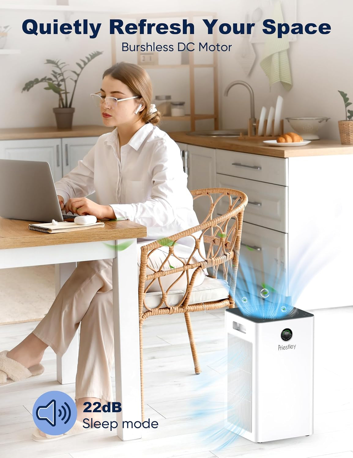 Air Purifiers for Home Large Room up to 1500 Sq Ft, Smart Control Air Purifier, True HEPA Filter Air Cleaner Removes 99.97% of Particles, Dust, Allergies Pets Odor, 22Db Quiet Sleep Mode