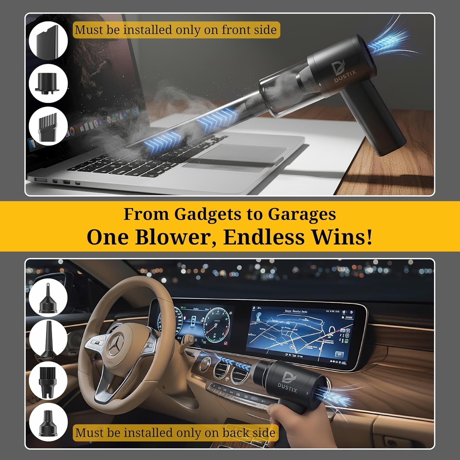 Car Vacuum Portable Cordless 12000Pa Powerful Suction Handheld Mini Rechargable Small Vacuum Cleaner Brushless Motor 4000Mah Rechargeable Type C Blower Inflator Deflator Car Cleaning