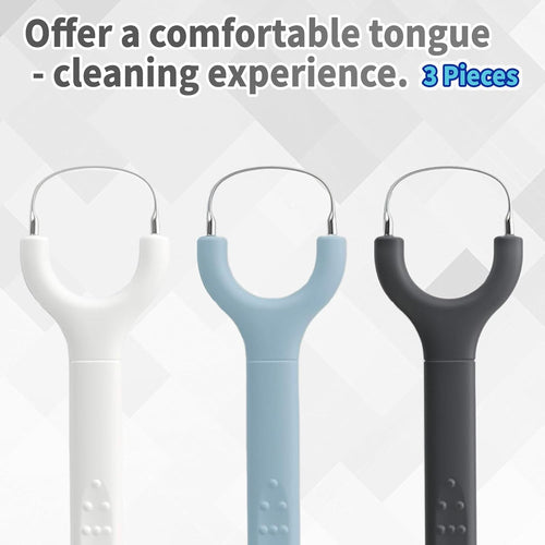 3-Pack 304 Stainless Steel Tongue Scraper for Adults, Oral Care Tool | 3-Color Set for Family & Travel, Ergonomic U-Shaped Design Fits Comfortably, Easy to Clean and Reusable for Daily Oral Care