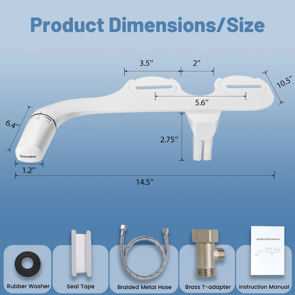 Bidet Attachment, Non-Electric Toilet Bidet Seat with Adjustable Water Pressure
