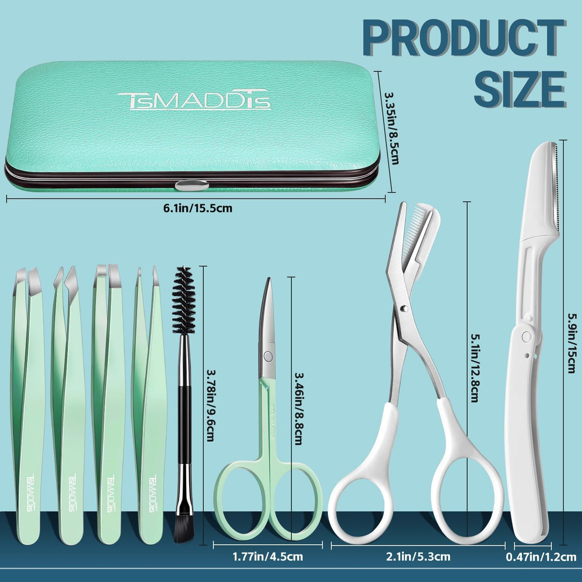 Tweezers for Women, 8 in 1 Eyebrow Kit with Tweezers, Trimmer, Scissor, Razor, Brush with Travel Bag, Eyebrow Shaping Kit