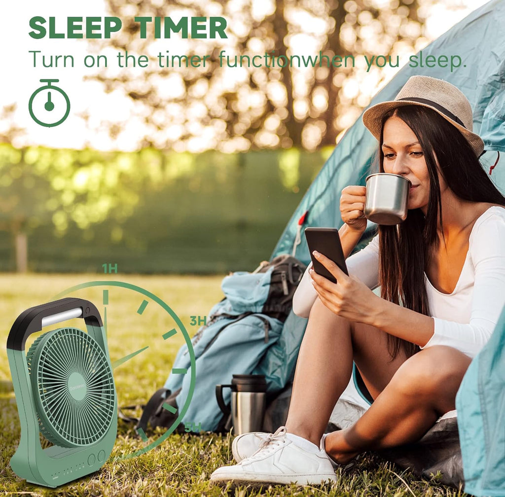 Rechargeable Fan, Battery Operated Fan, Portable Personal Fan, Battery Powered Desk Fan, with LED Light Fan, 8-Inch USB Fan with Timer, Quiet Fan for Bedroom, Home, Camping, Outdoor