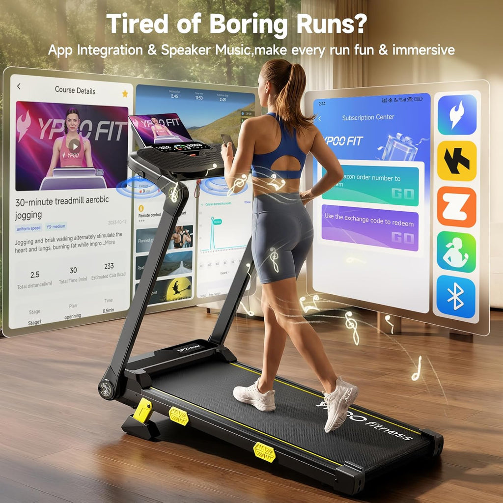 13% Incline Treadmill, Walking Pad Treadmill with Handle Bar, Portable Folding Walking Treadmills for Home with Desk & App