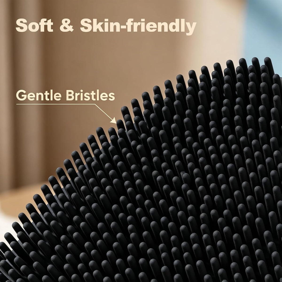 Soft Silicone Body Scrubber, Gentle like a Hand Exfoliating Your Skin and Build up Lather Easily, Back Large Suction Cup Easy to Store, Long-Lasting & Deep Clean (Black)