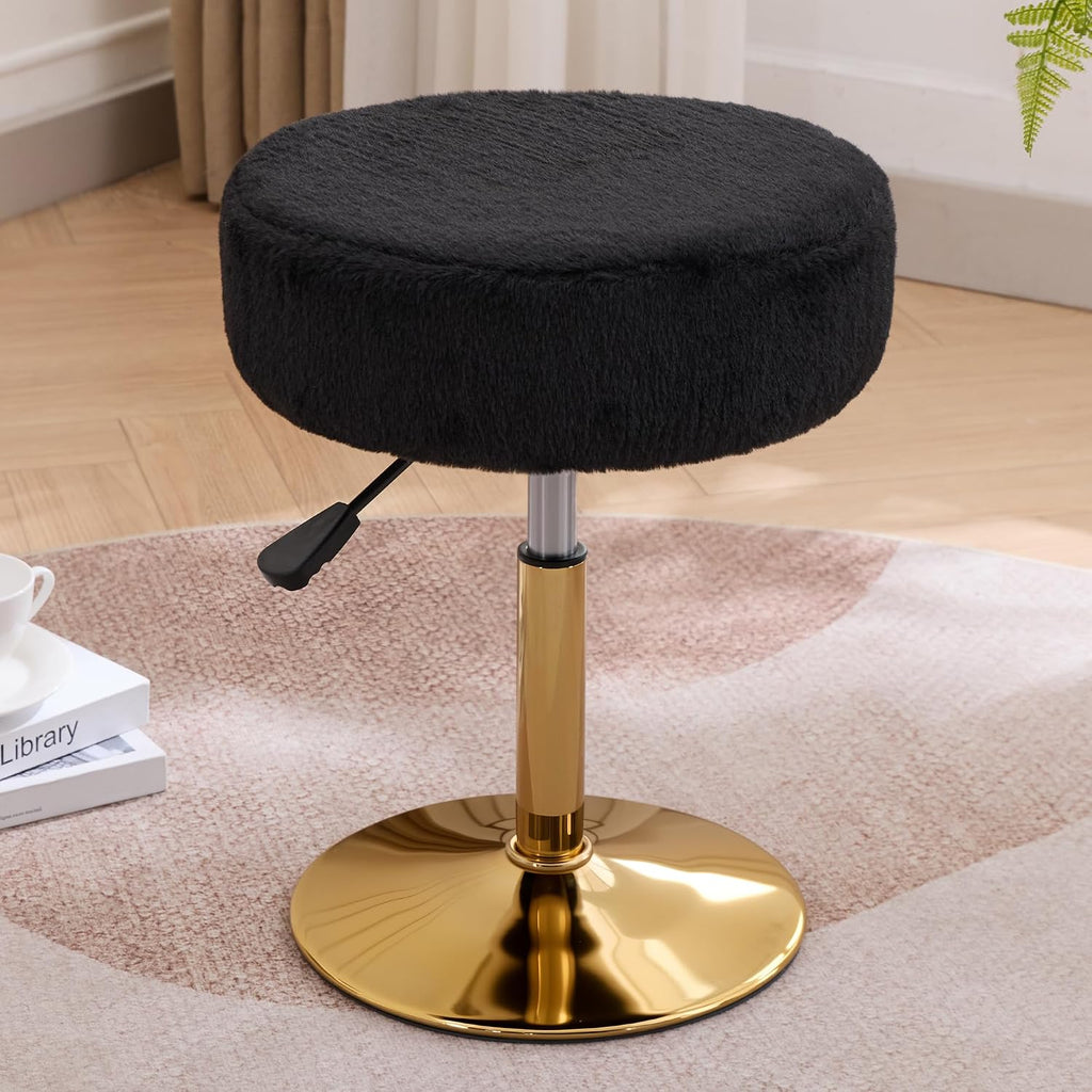 Vanity Chair Adjustable Vanity Stool for Vanity Swivel Vanity Stool Chair Ottoman Gold Base Black