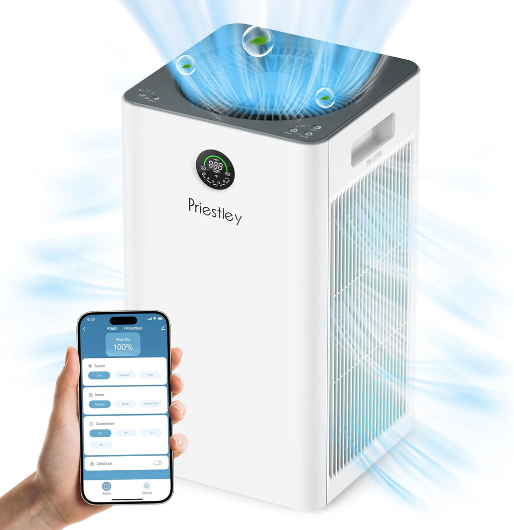 Air Purifiers for Home Large Room up to 1500 Sq Ft, Smart Control Air Purifier, True HEPA Filter Air Cleaner Removes 99.97% of Particles, Dust, Allergies Pets Odor, 22Db Quiet Sleep Mode