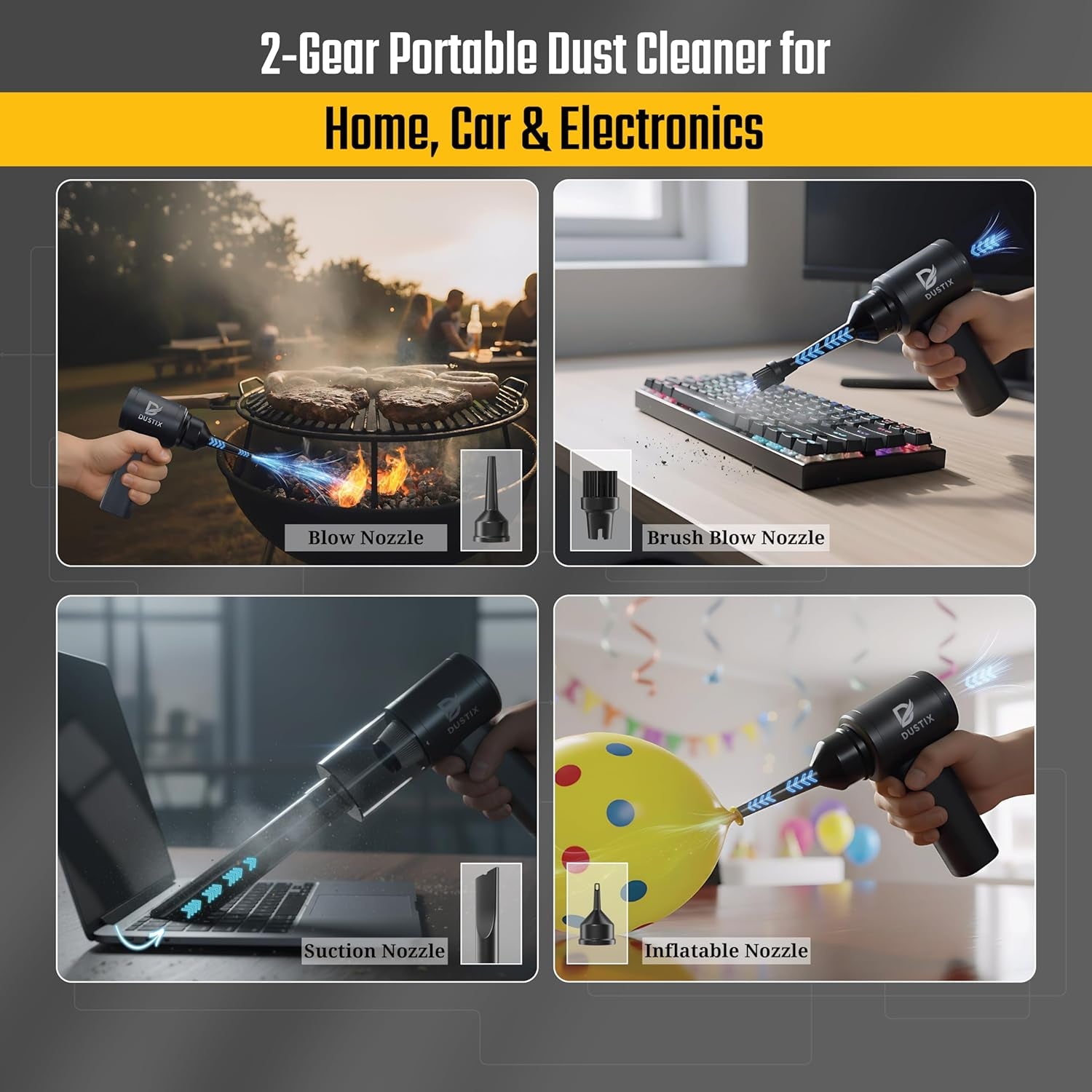 Car Vacuum Portable Cordless 12000Pa Powerful Suction Handheld Mini Rechargable Small Vacuum Cleaner Brushless Motor 4000Mah Rechargeable Type C Blower Inflator Deflator Car Cleaning