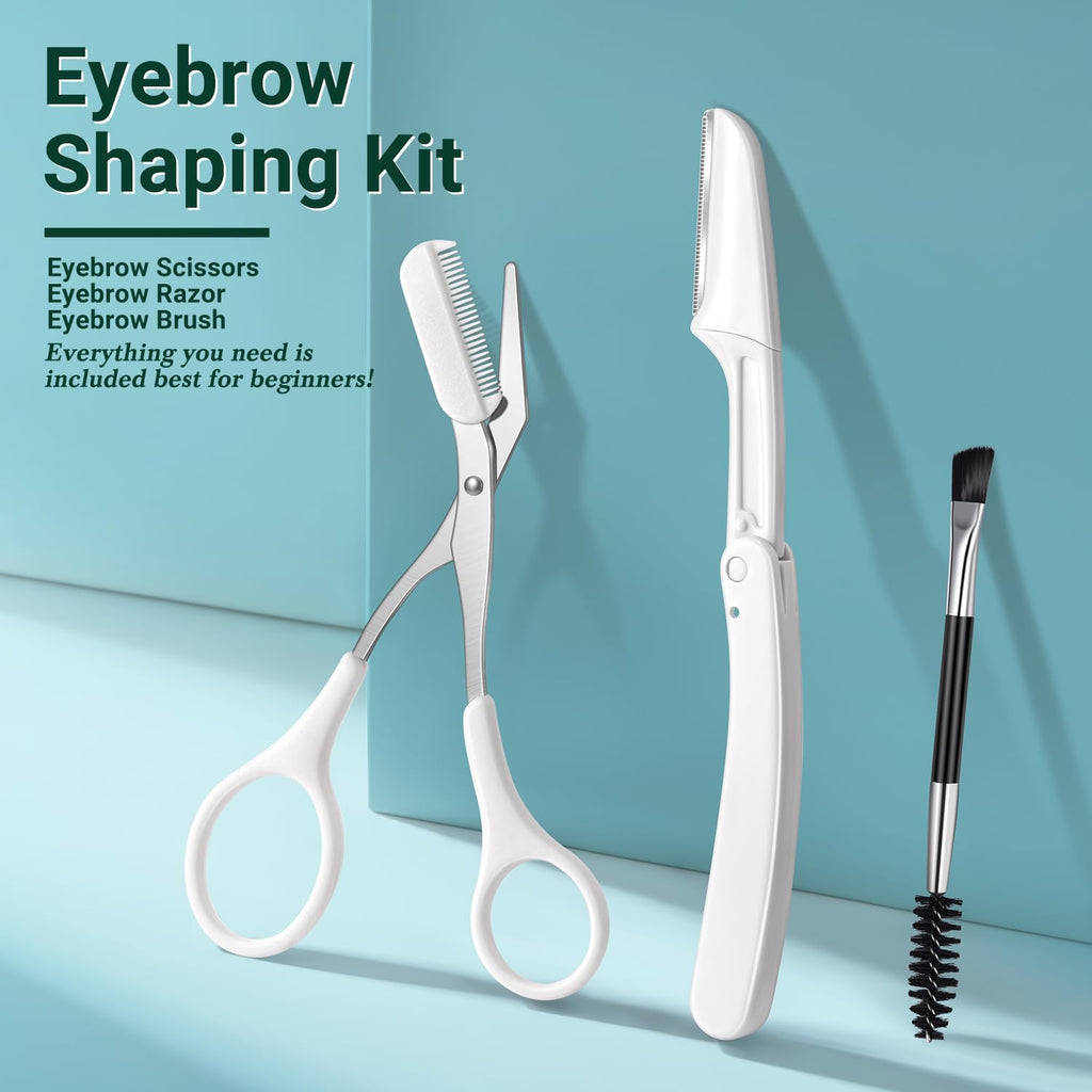 Tweezers for Women, 8 in 1 Eyebrow Kit with Tweezers, Trimmer, Scissor, Razor, Brush with Travel Bag, Eyebrow Shaping Kit