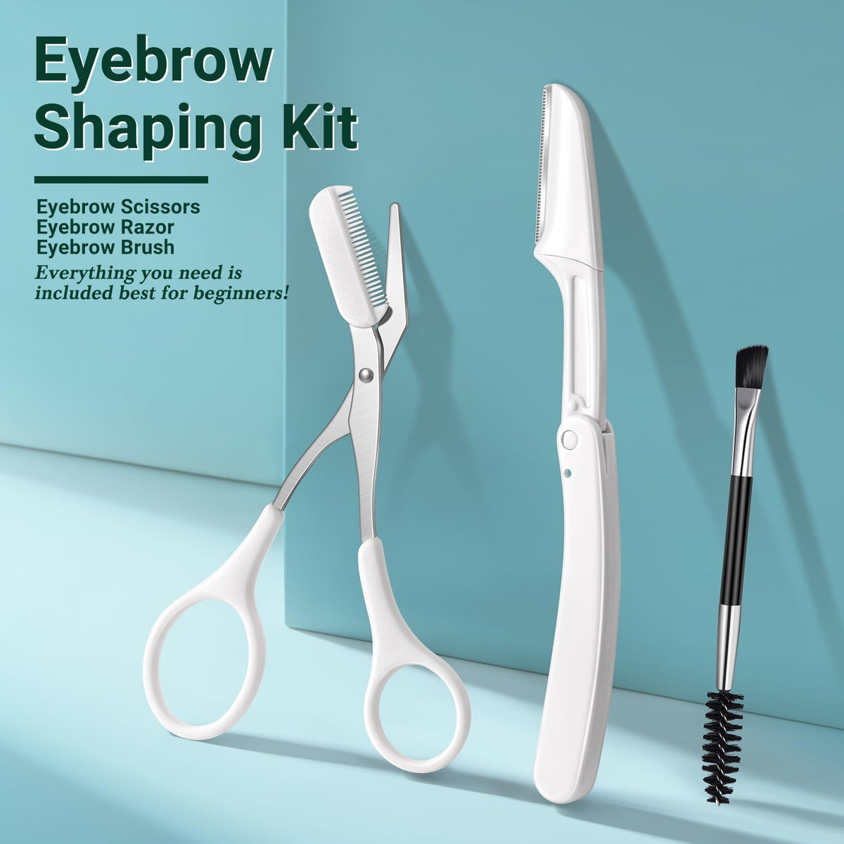 Tweezers for Women, 8 in 1 Eyebrow Kit with Tweezers, Trimmer, Scissor, Razor, Brush with Travel Bag, Eyebrow Shaping Kit