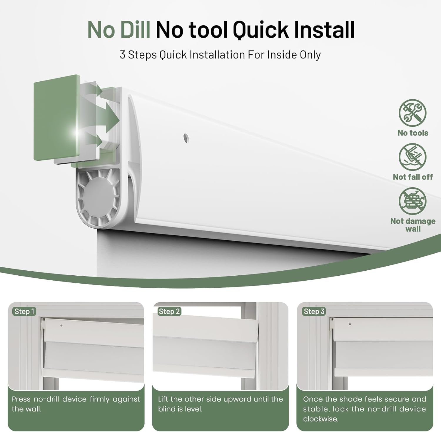 No Drill Motorized Blinds with Remote, White,35" W X 72" H | 100% Blackout Smart Electric Roller Shades, Automatic Cordless Blinds for Indoor Windows with Valance Cover
